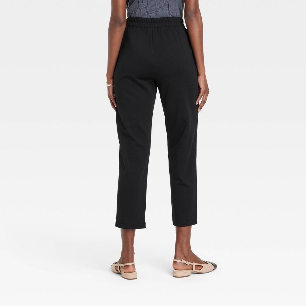 Womens High-Rise Tapered Ankle Knit Pull-On Pants - A New Day Black XS Product Image