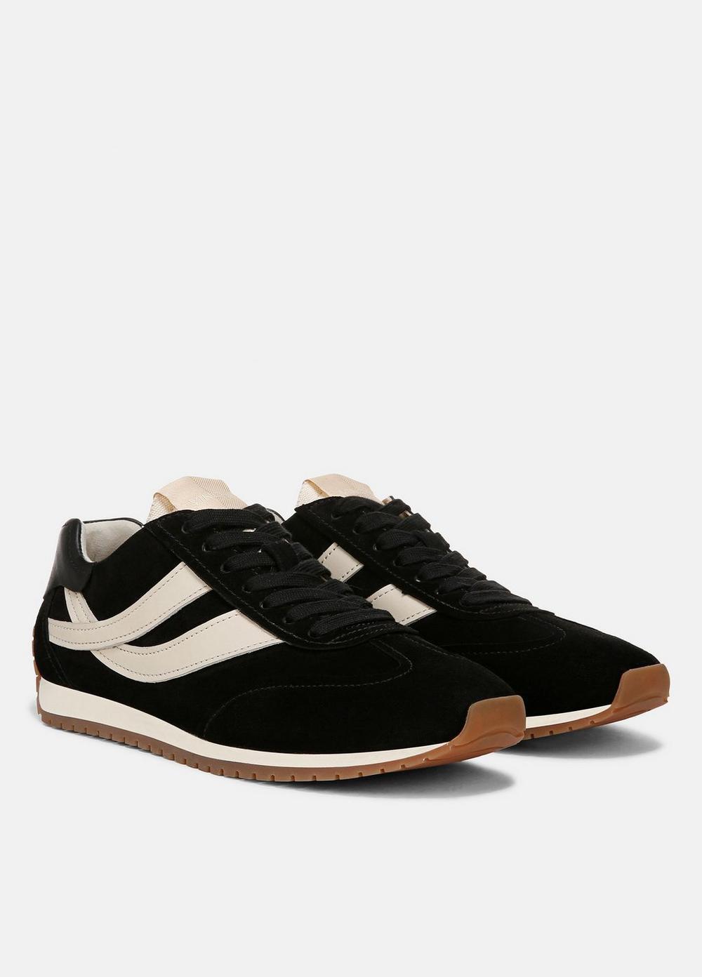 Womens Oasis Suede And Leather Runner Sneaker, Black, Size 5.5 Vince Product Image