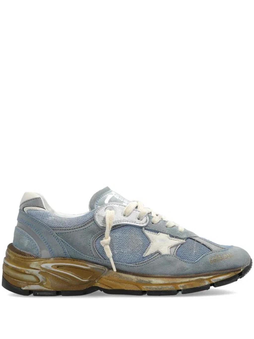 GOLDEN GOOSE Running Dad Suede Leather Sneakers In Blue Product Image