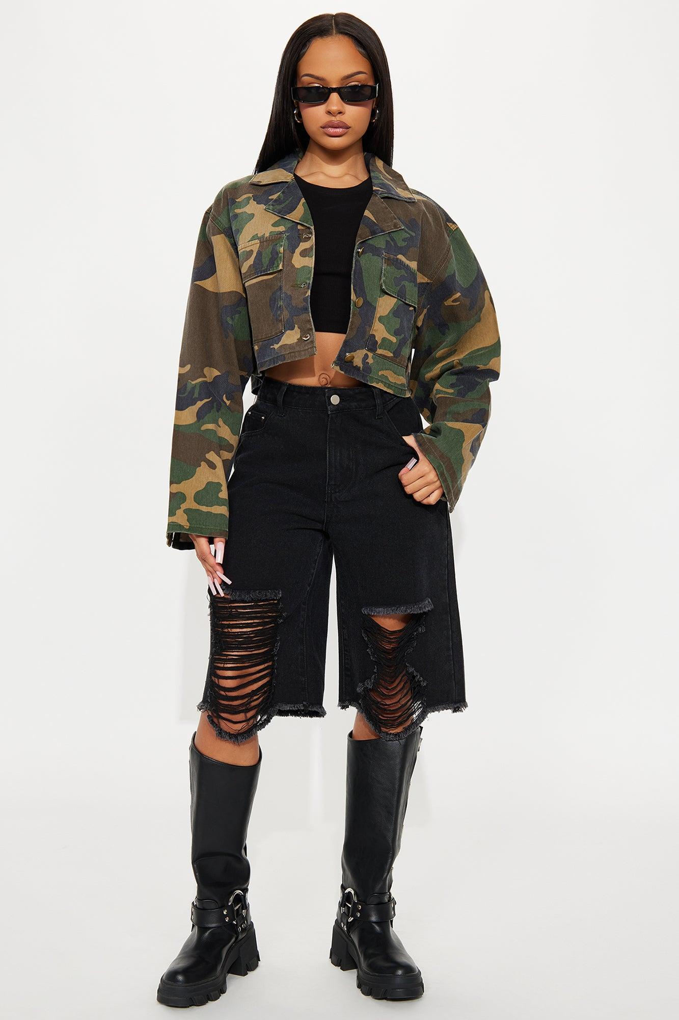 Army Brat Cropped Camo Jacket - Camouflage Product Image