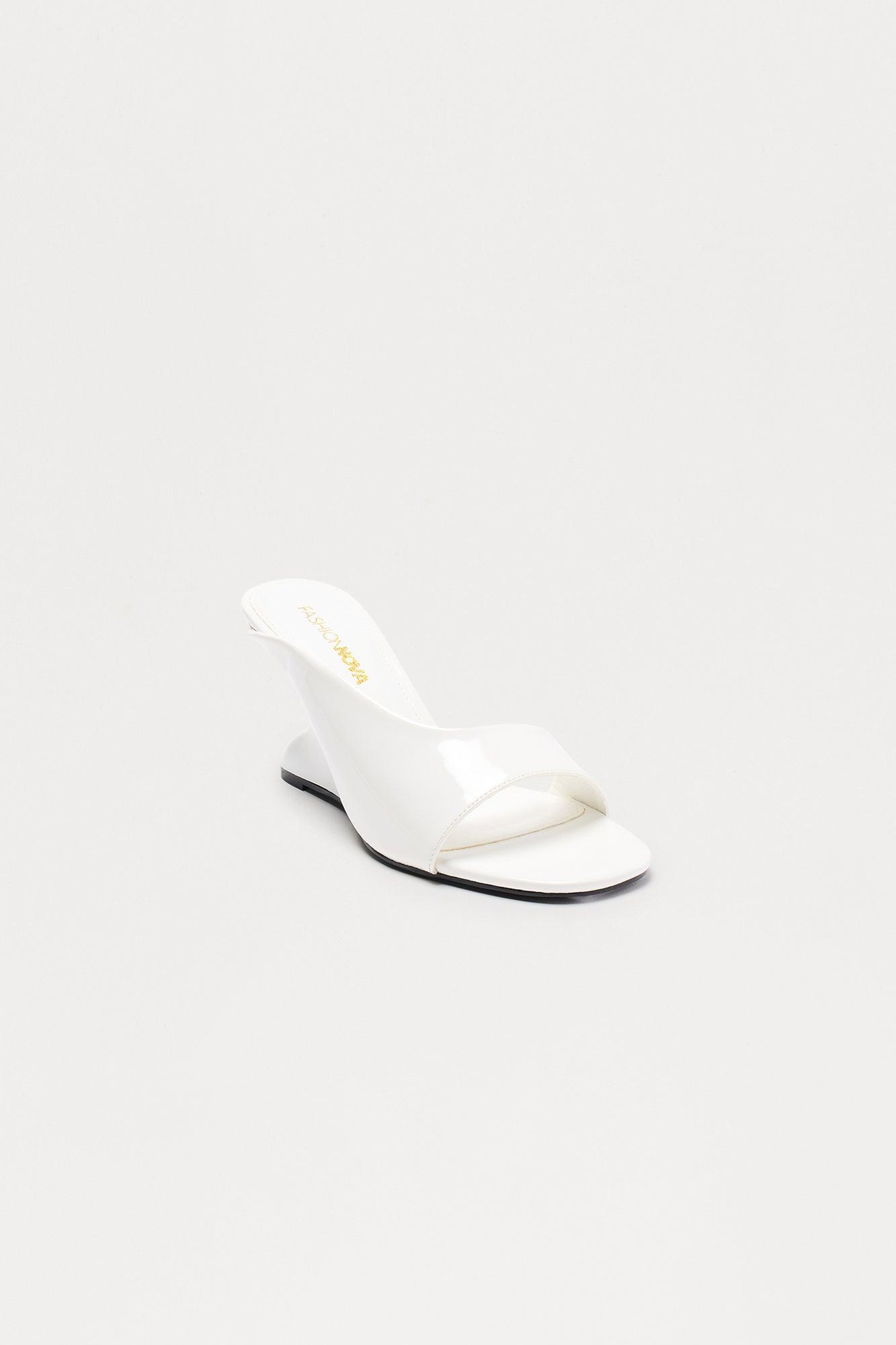Curve Faux Patent Wedges - White Product Image