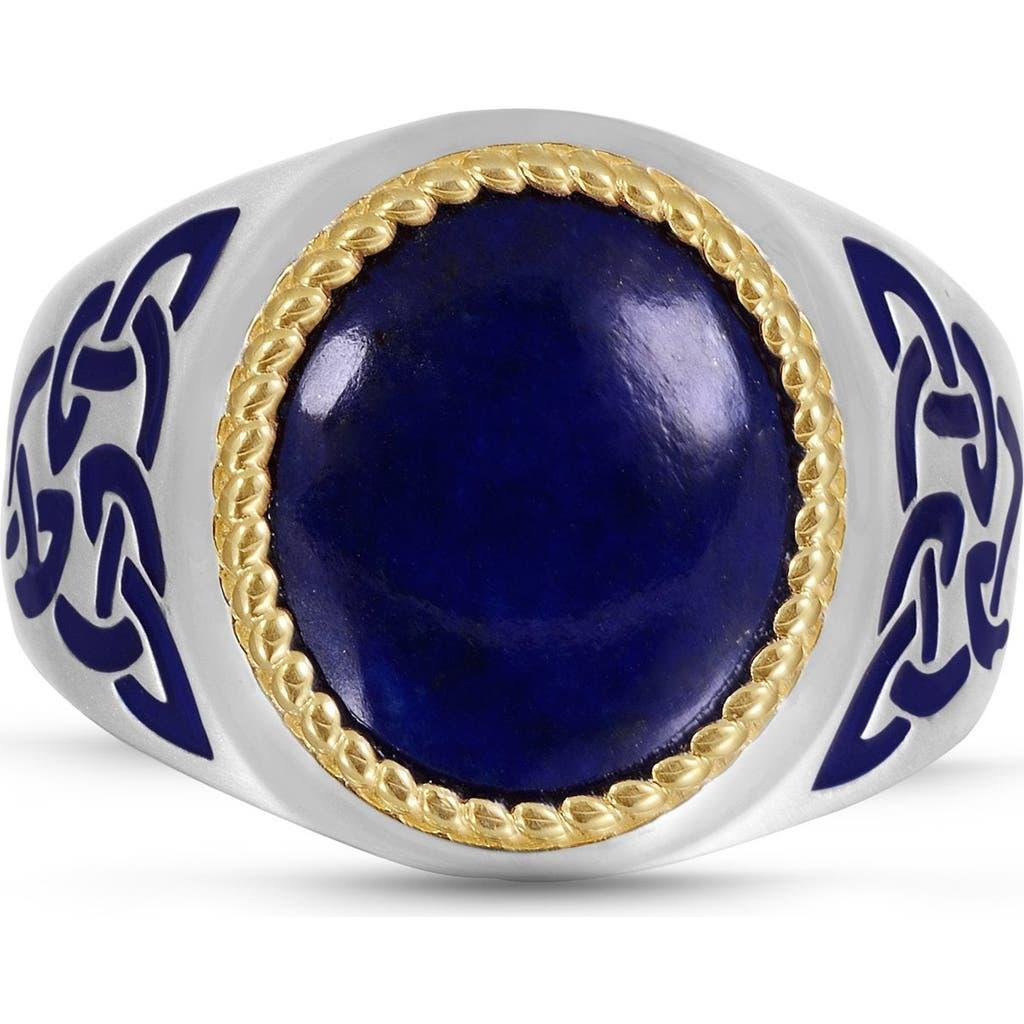 LuvMyJewelry Lapis Lazuli Sterling Silver Men Signet Ring With Enamel in Blue at Nordstrom, Size 10 Product Image