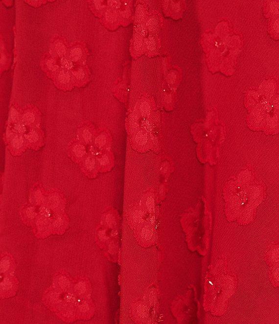 Midnight Doll Chiffon Jacquard Long Sleeve Tiered Dress Product Image