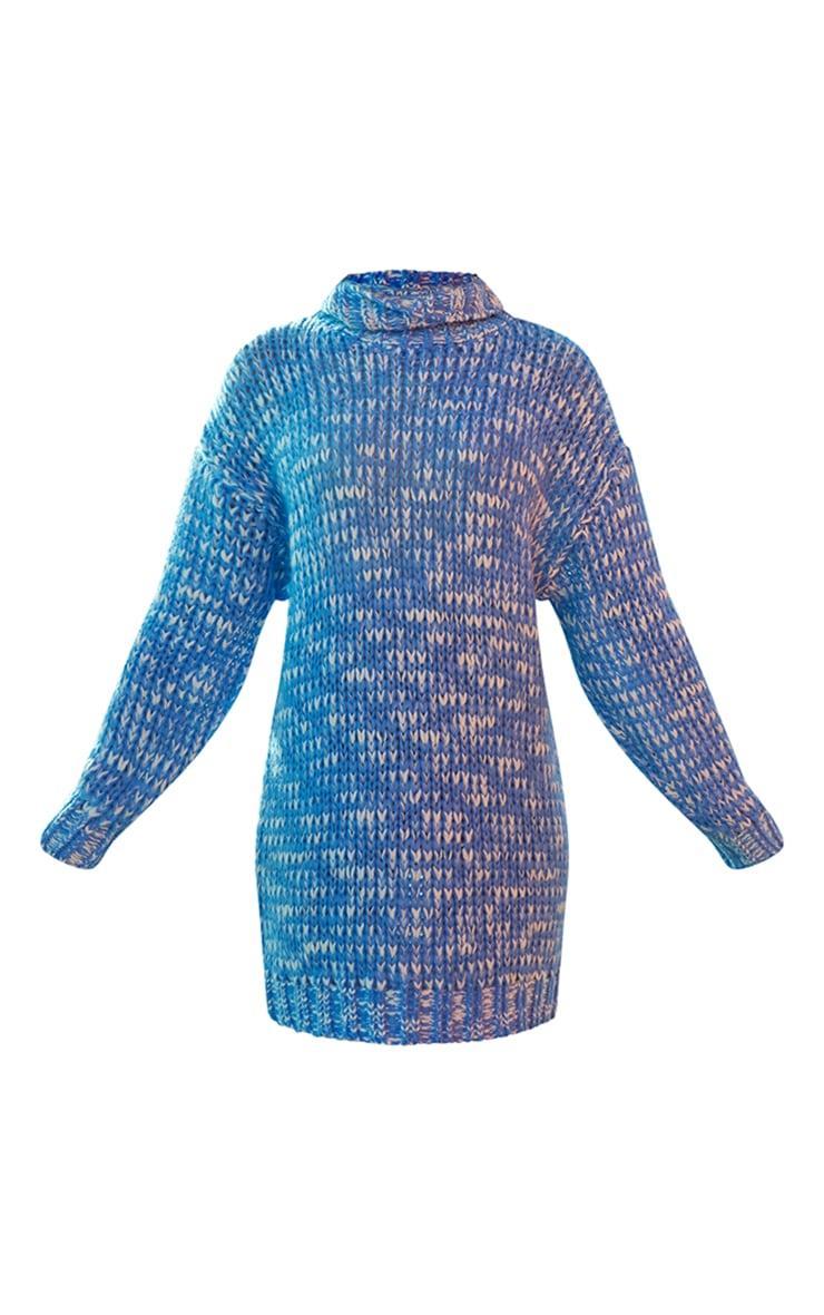 Blue Marled Chunky Roll Neck Sweater Dress Product Image