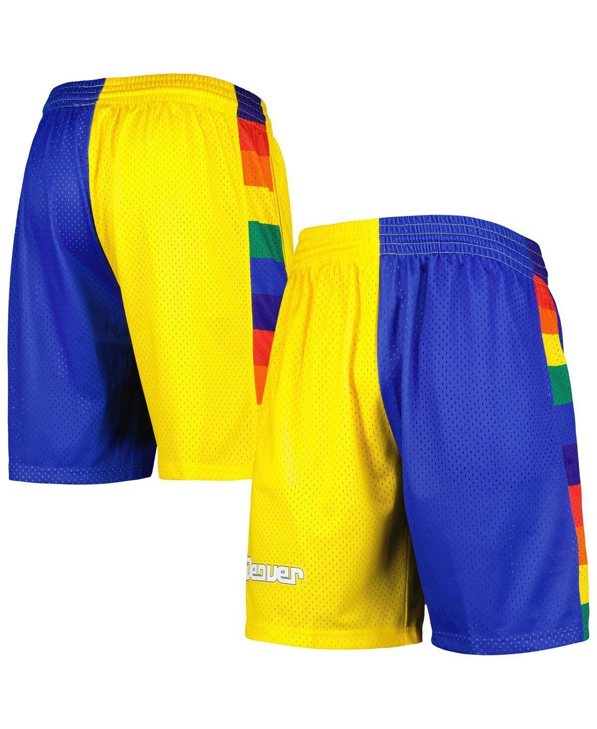Men's Mitchell & Ness Royal/Gold Denver Nuggets Hardwood Classics 1991 Split Swingman Shorts, Size: Medium, Nug Blue Product Image