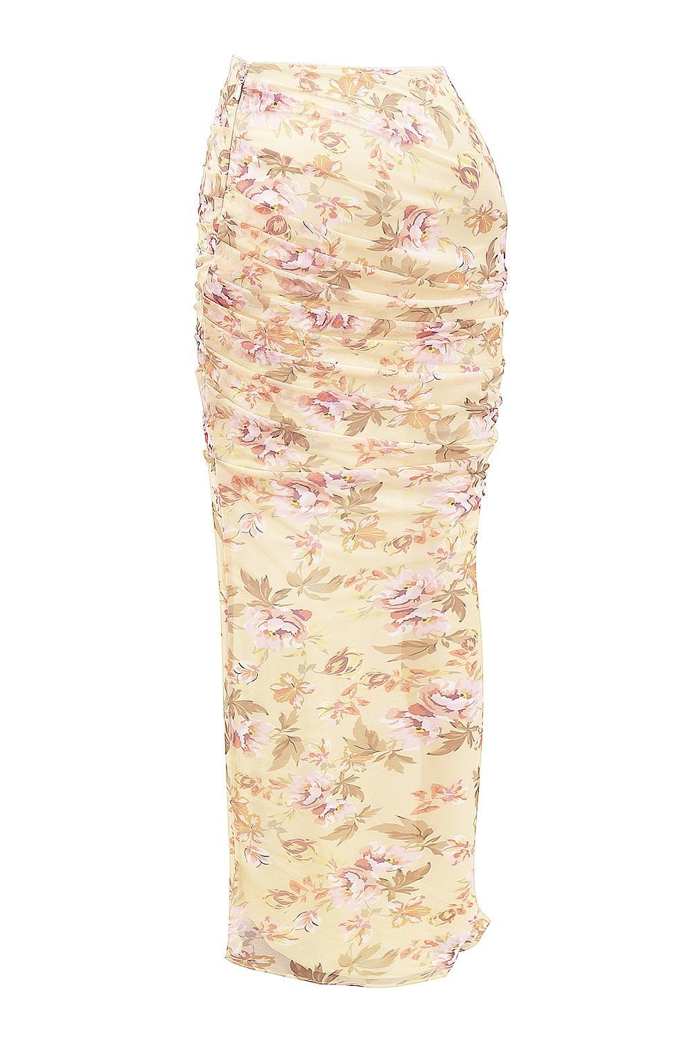Cassidy  honeyflower print fluted hem maxi skirt Product Image
