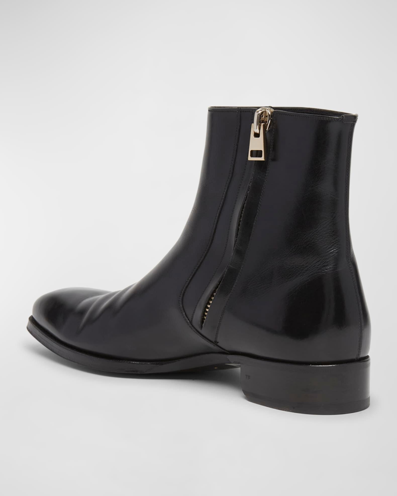 Men's Elkan Burnished Leather Zip Boots Product Image