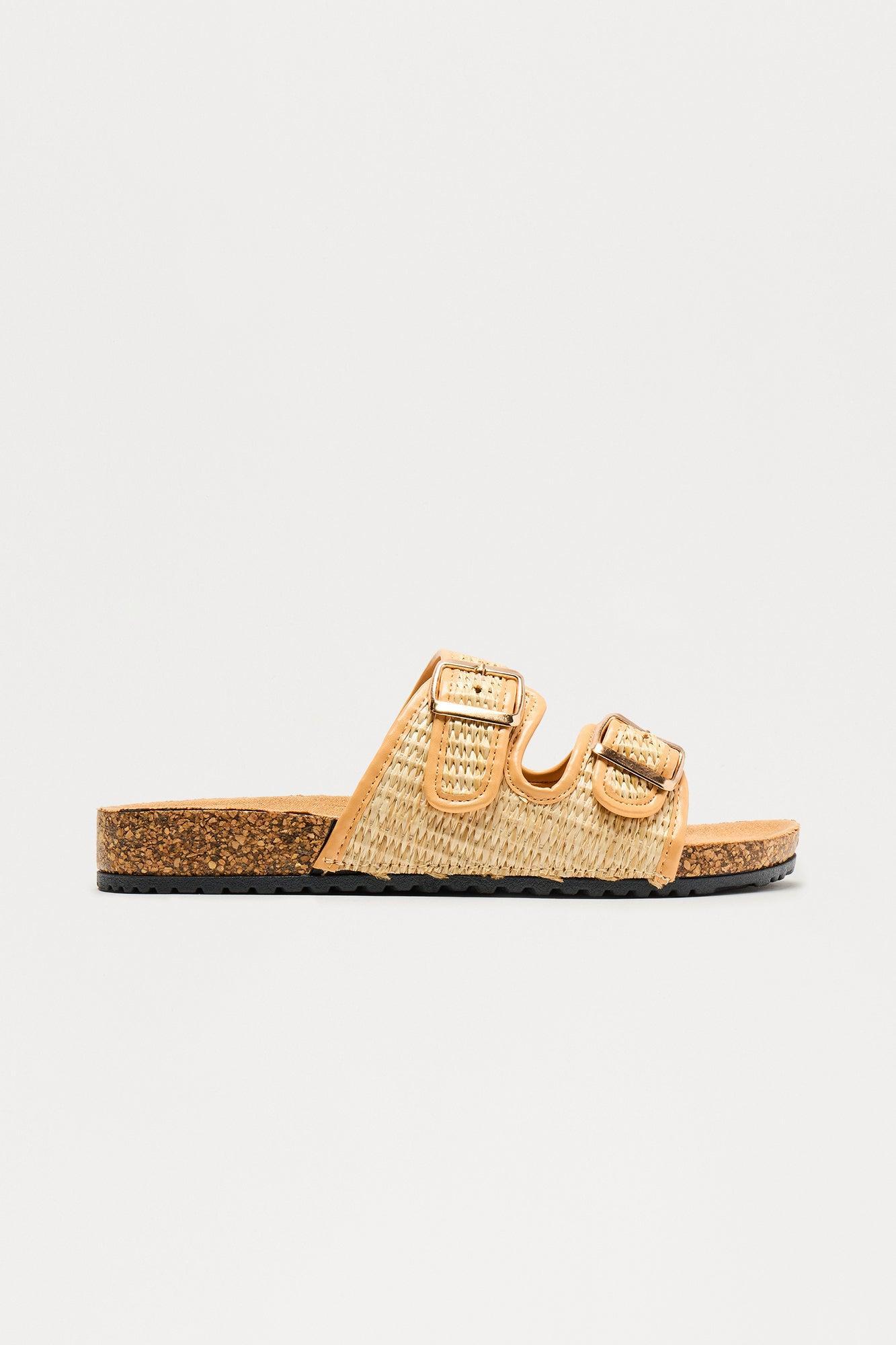 Flounder Raffia Buckle Sandals - Natural Product Image