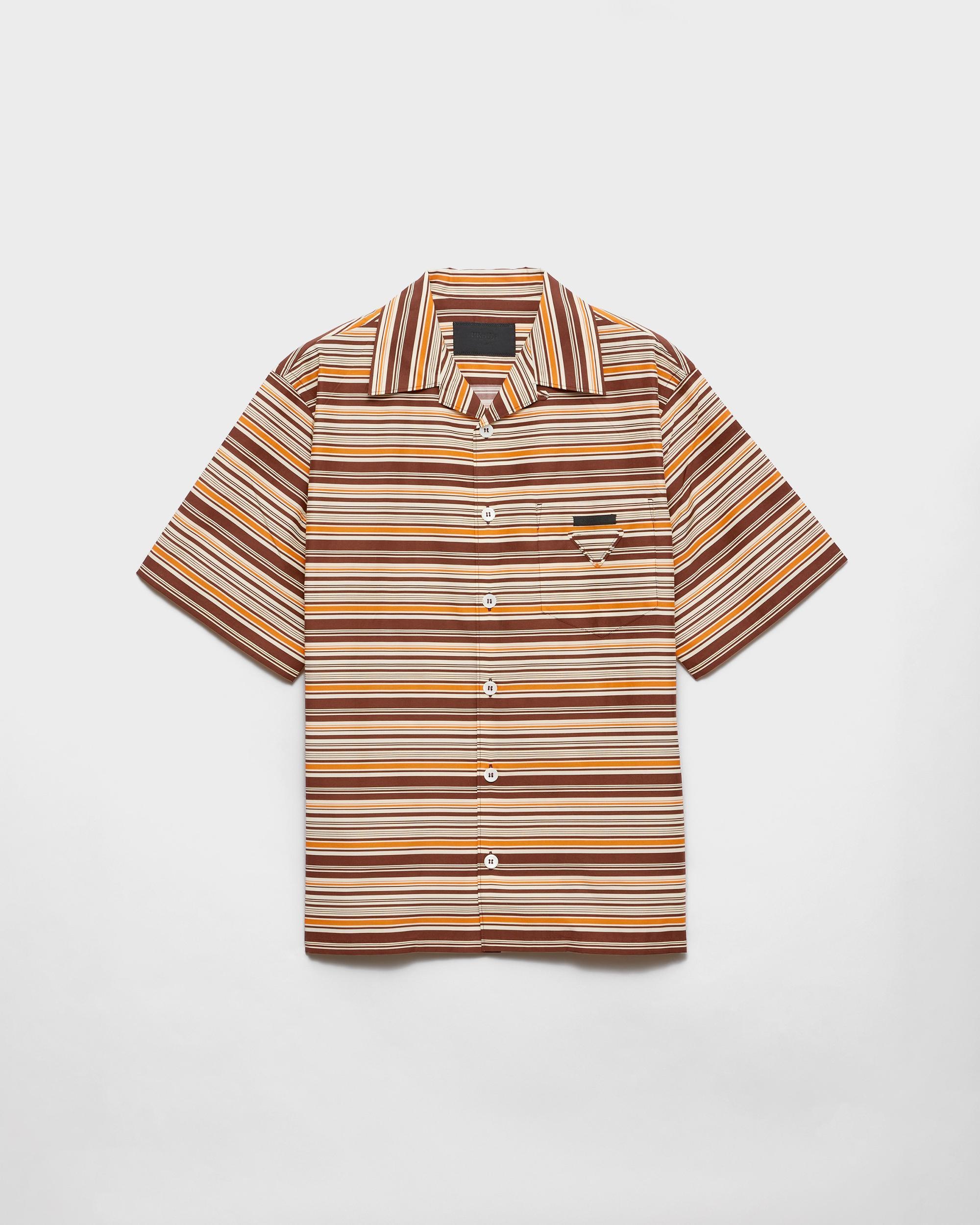 Striped cotton and silk bowling shirt Product Image