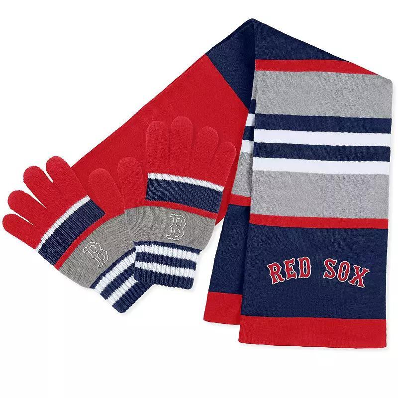 Womens WEAR by Erin Andrews Boston Red Sox Stripe Glove & Scarf Set Product Image
