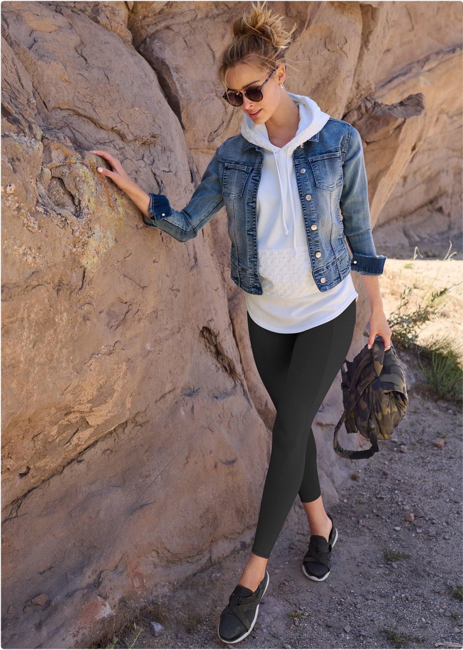 High-Rise 7/8 Pocket Leggings - Black Product Image