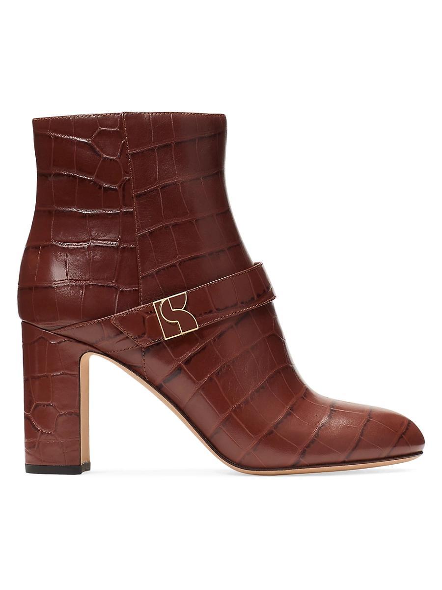 Womens Casual Dakota Croc-Embossed Leather Booties Product Image