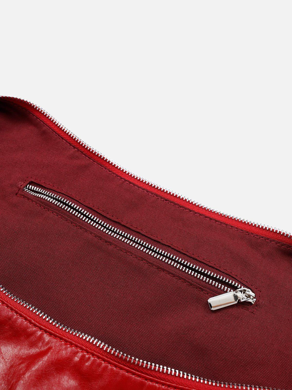 Red Faux Leather Diagonal Bag Product Image