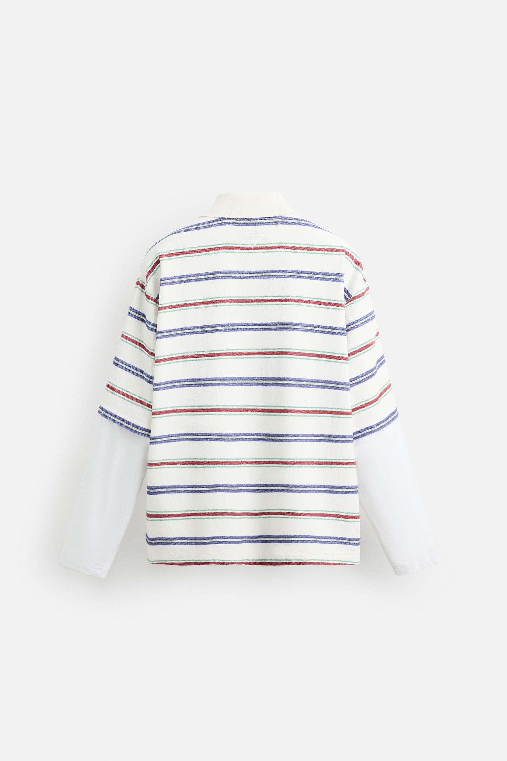 STRIPED LAYERED EFFECT POLO SHIRT Product Image