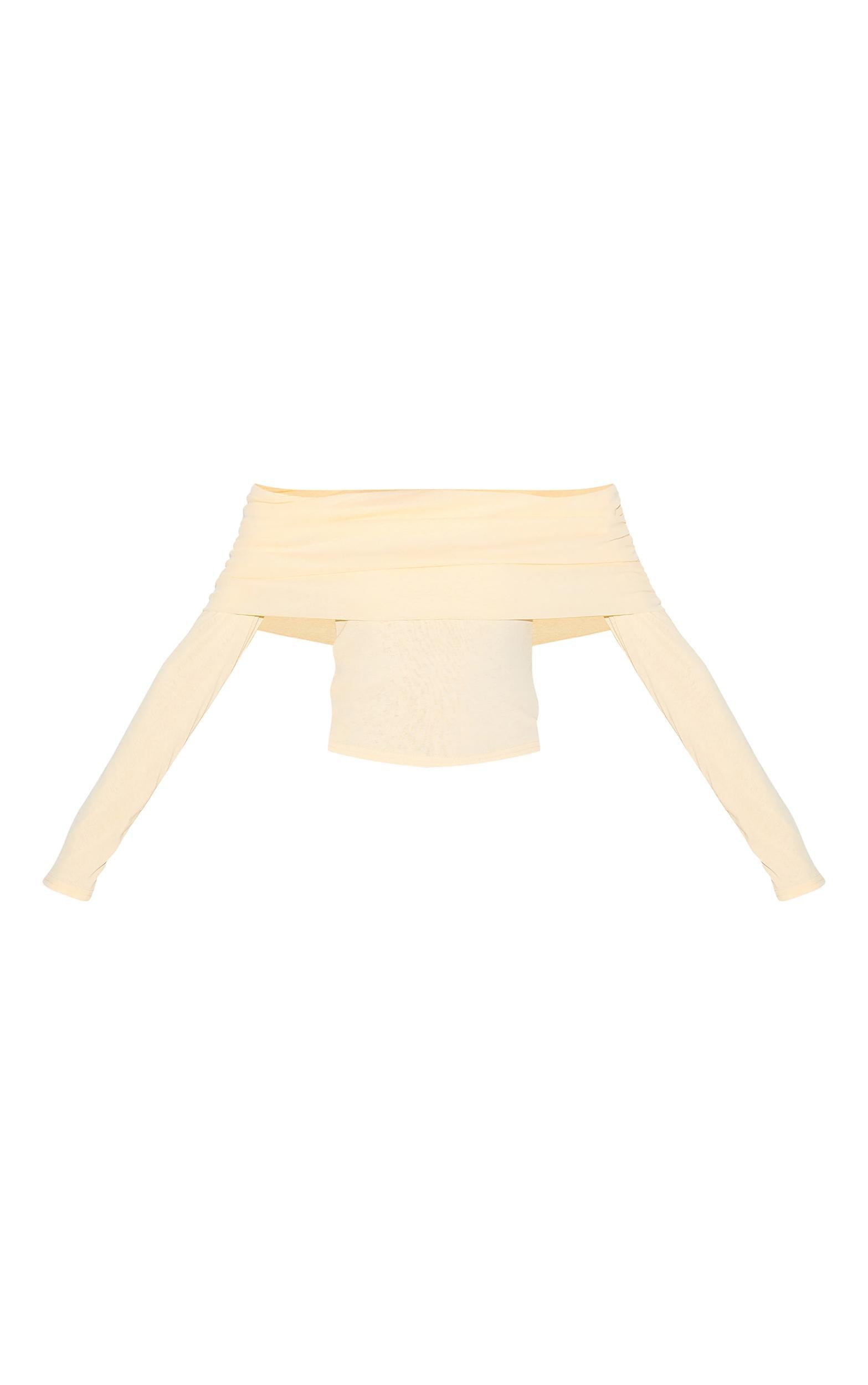 Almond Onion Skin Bardot Ruched Top Product Image
