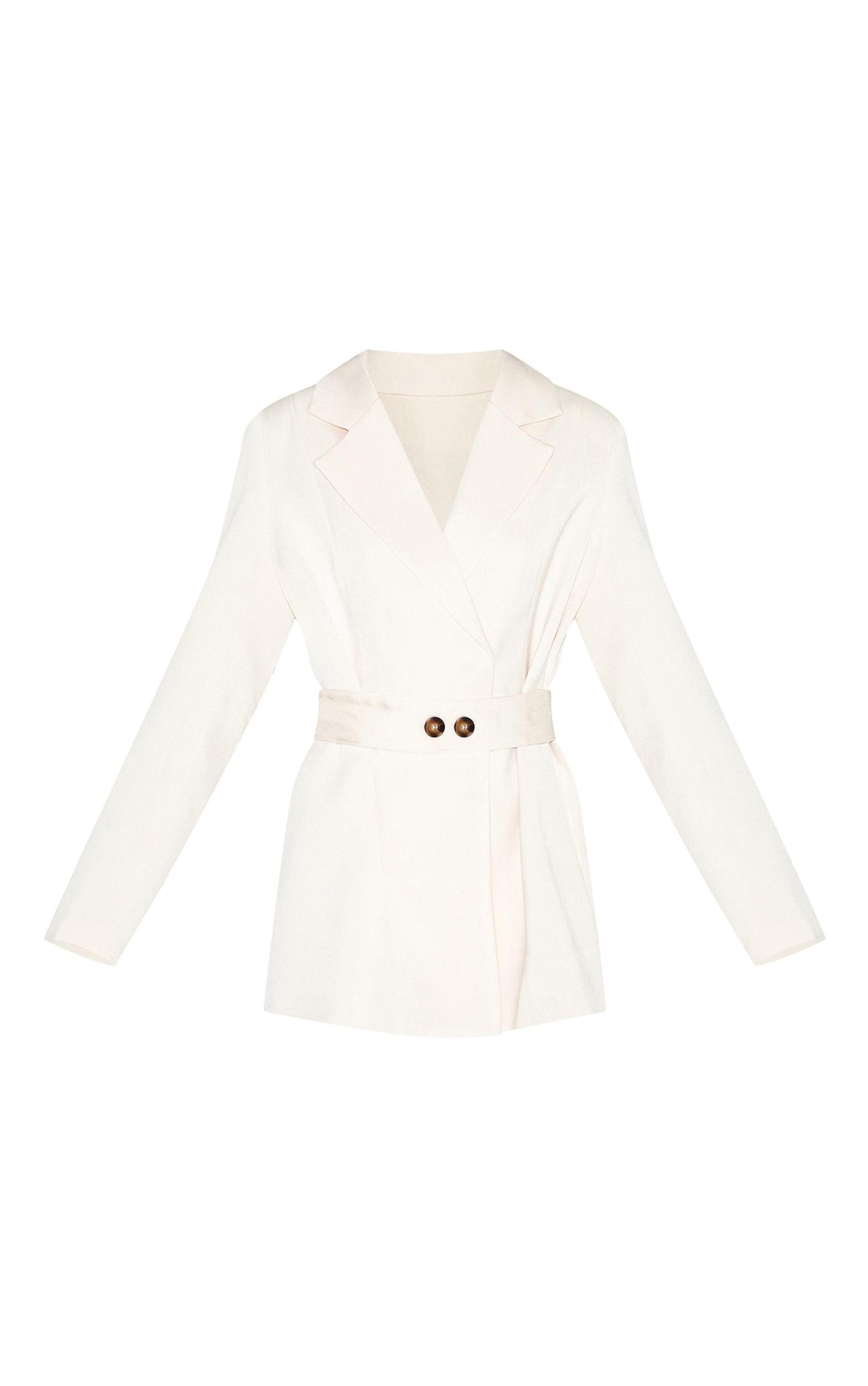 Almond Structured Belted Blazer Dress Product Image