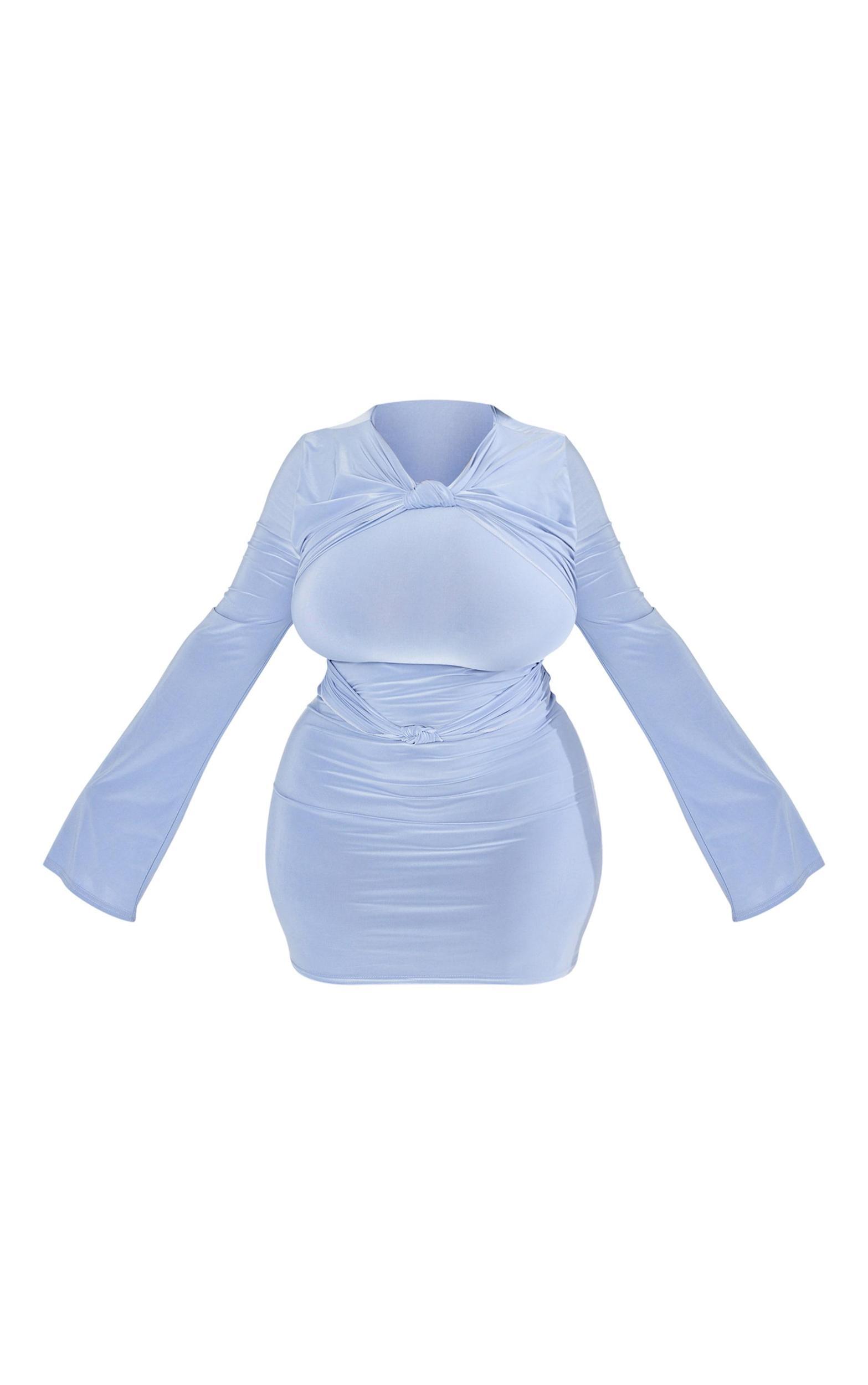 Plus Blue Knot Front Detail Bodycon Dress Product Image