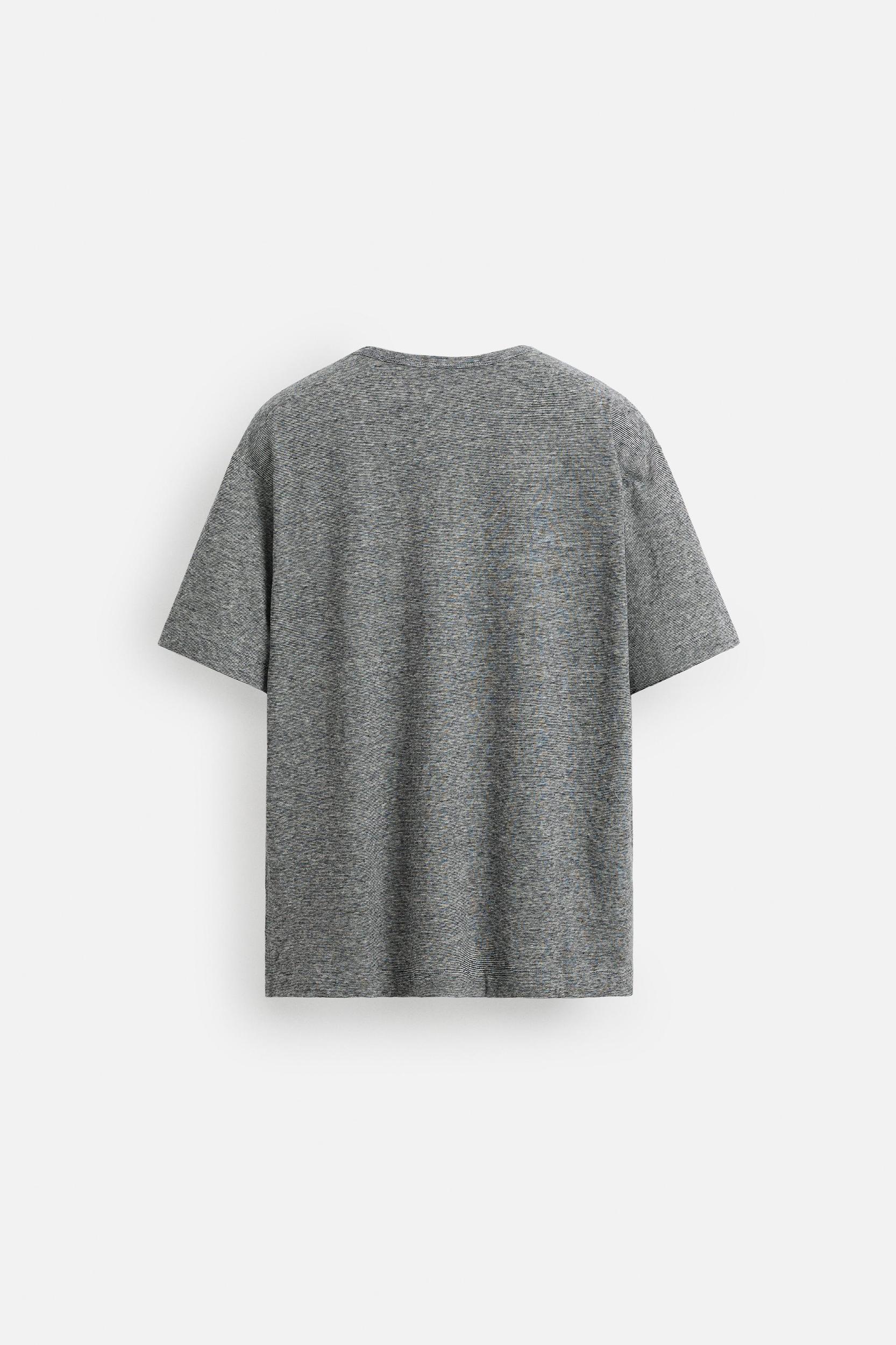STRIPED COTTON LINEN BLEND T-SHIRT Product Image