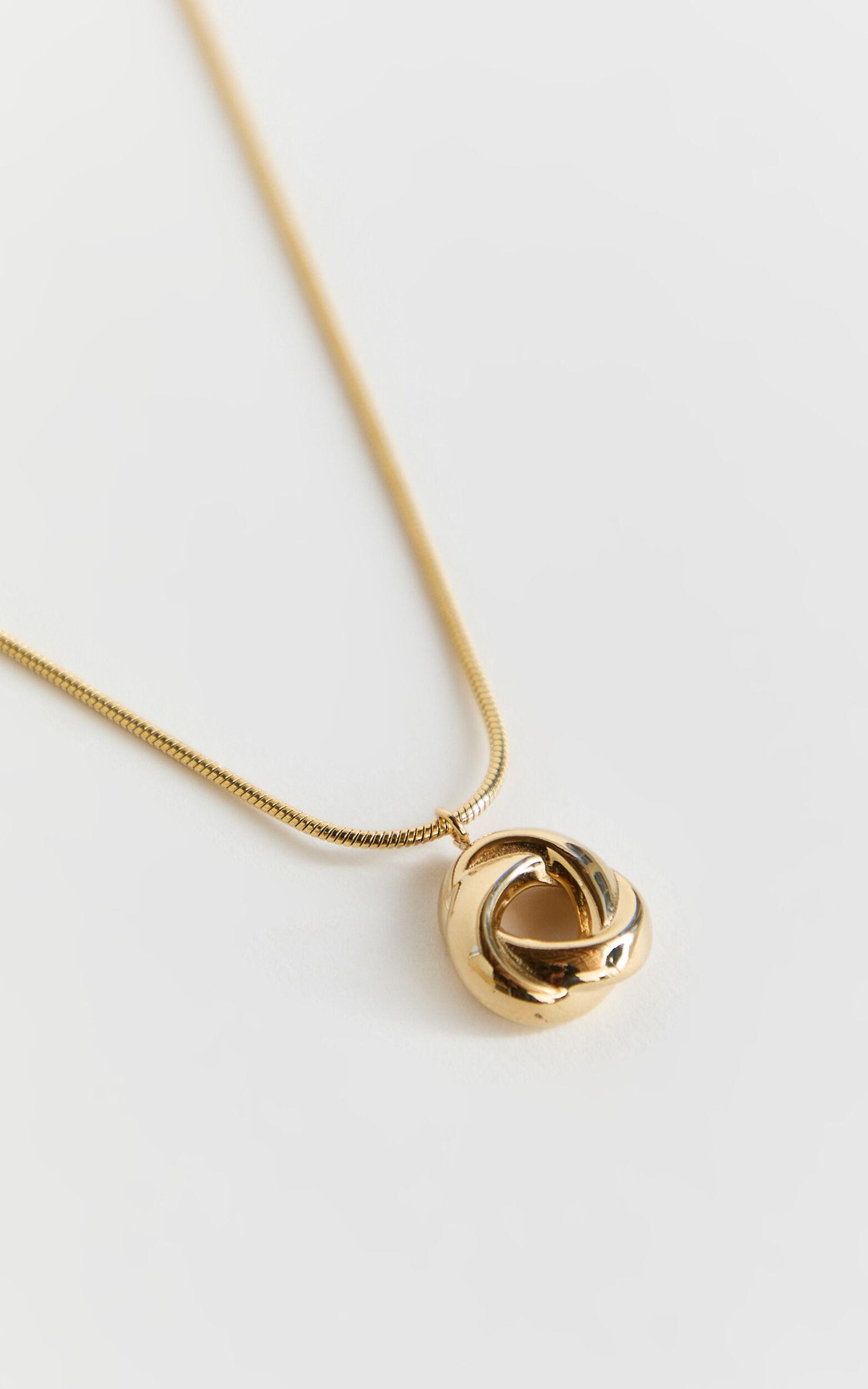 Samantha Necklace - Knot Pendant Necklace in Gold Product Image