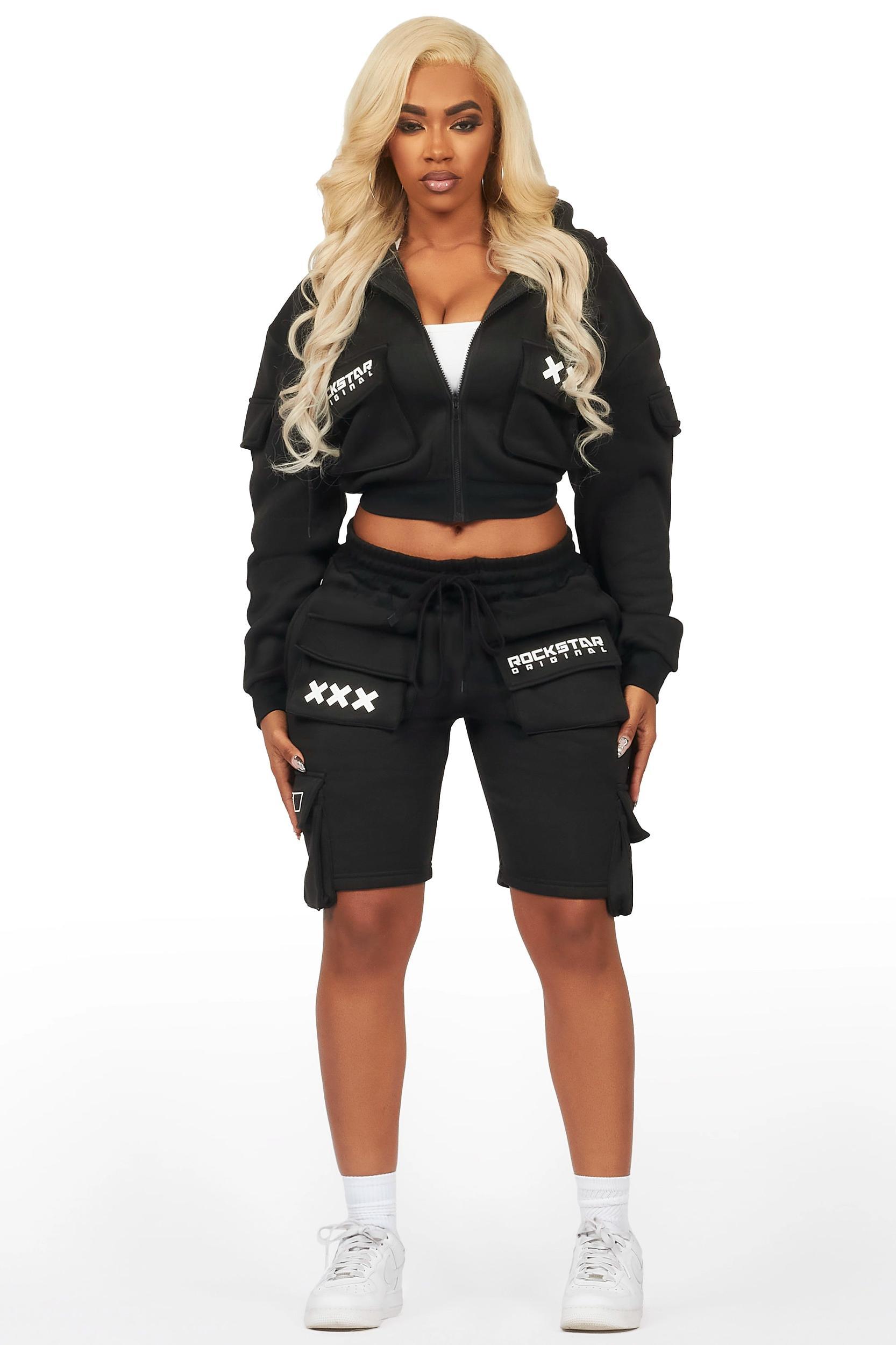 Natanya Black Cargo Short Set Female Product Image