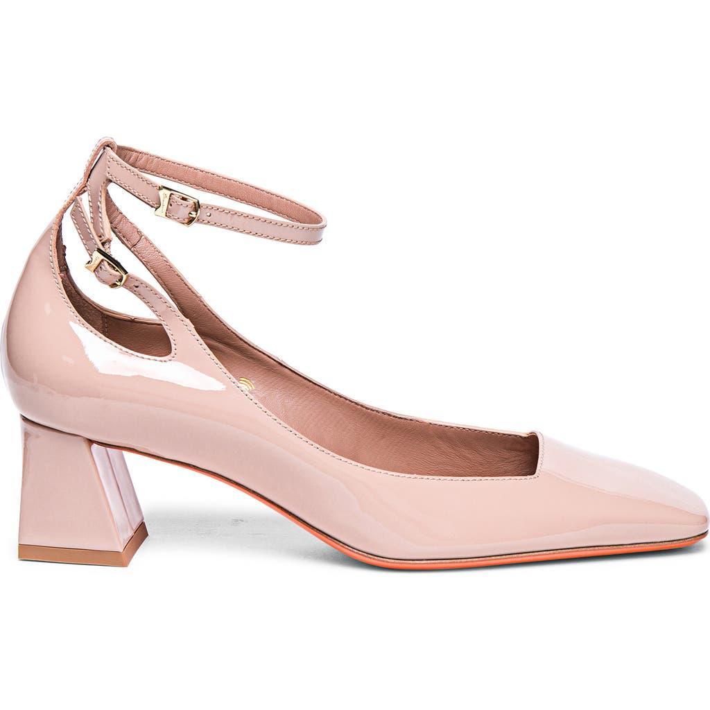 SANTONI Marta Patent Ankle-strap Pumps In Nude Product Image