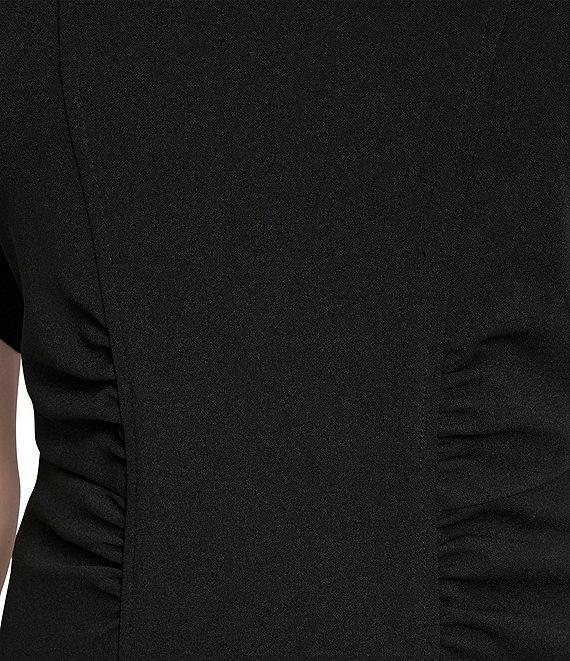 DKNY by Donna Karan Scuba Crepe Spilt Sleeve Cinched Waist Knee Length Dress Product Image