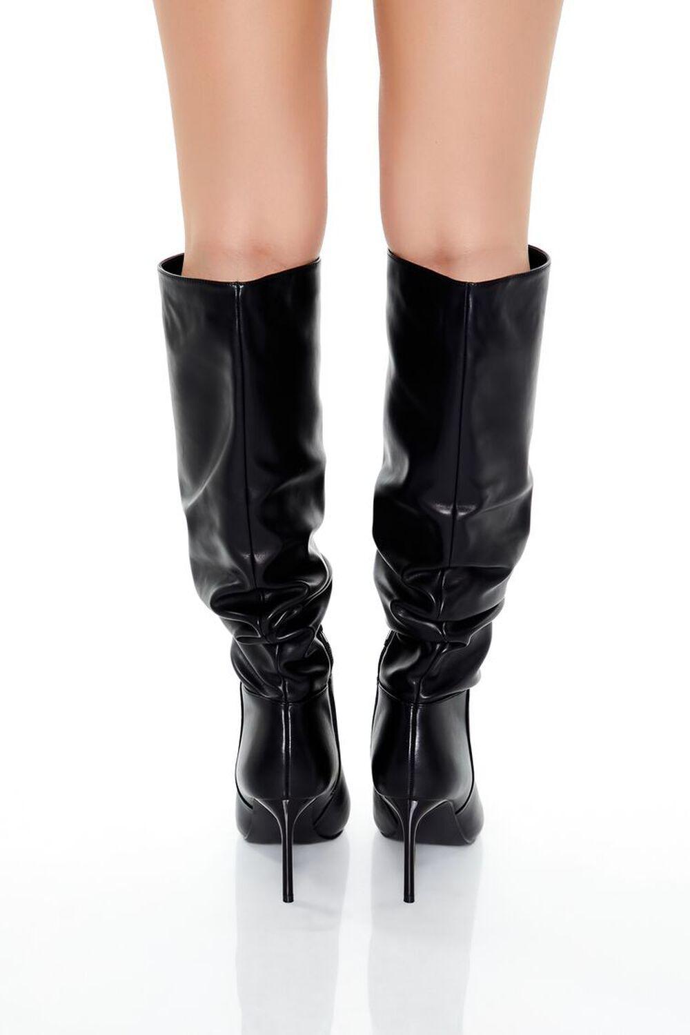 Ruched Faux Leather Stiletto Boots | Forever 21 Product Image