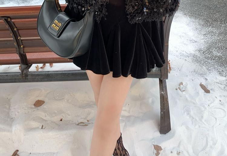 V-Neck Sequin Fluffy Jacket Product Image