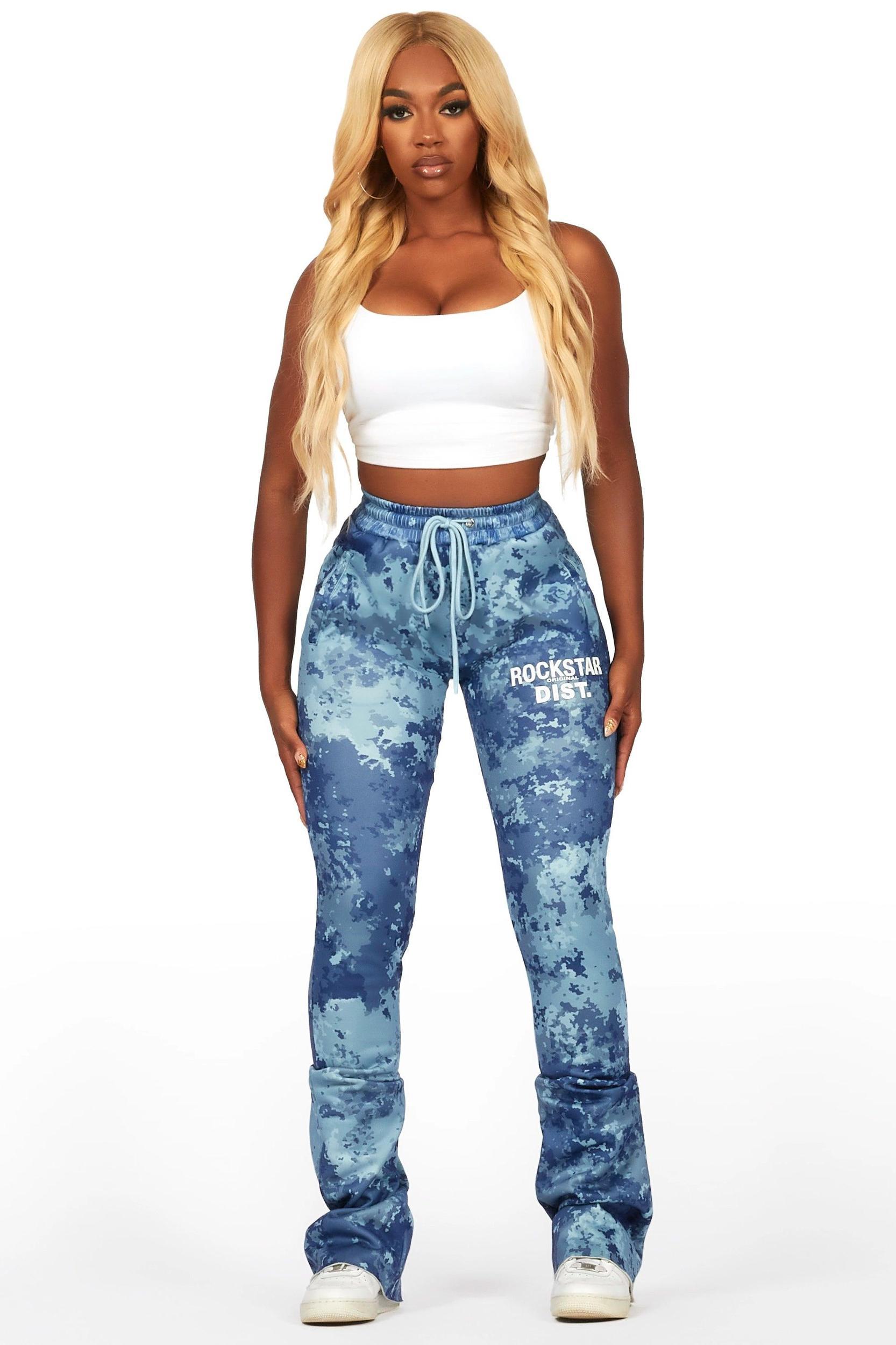 Juliana Blue Digital Camo Super Stacked Track Pant Female Product Image