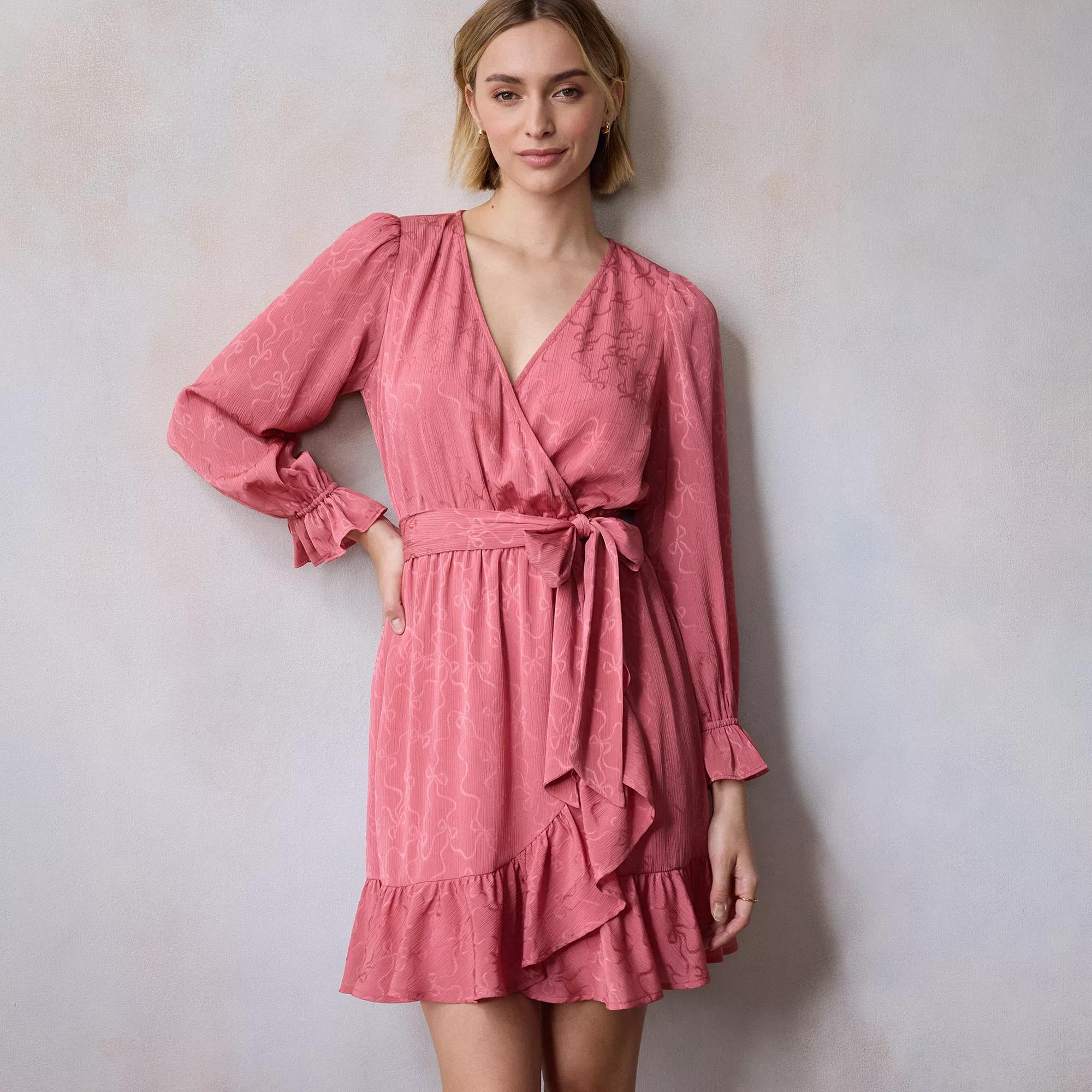 Petite LC Lauren Conrad Wrap Mini Dress, Women's, Size: Medium Petite, Jeannie Pink Product Image