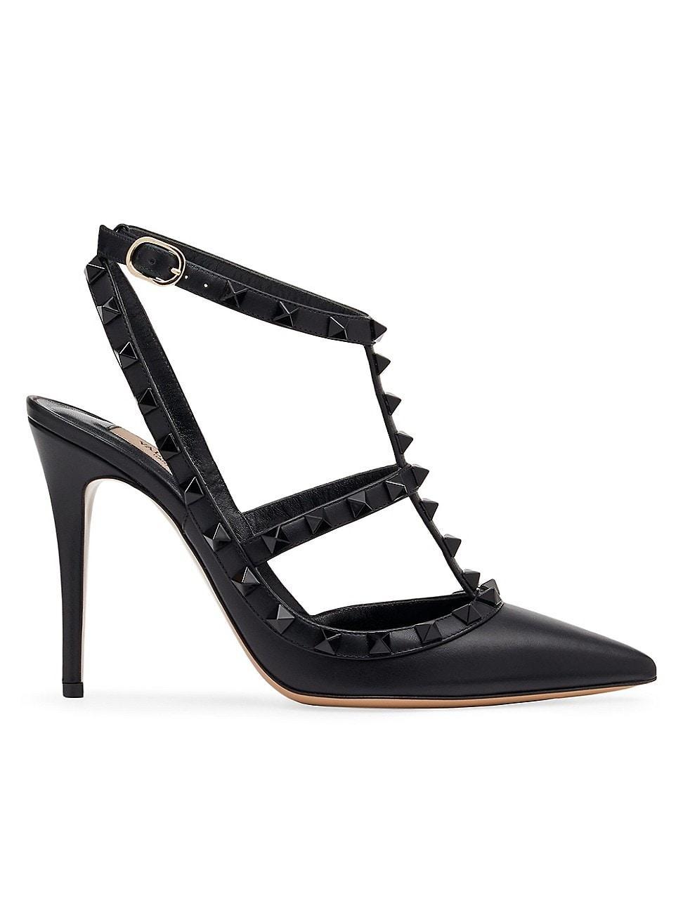 Womens Rockstud Ankle Strap Pumps With Tonal Studs 100 MM Product Image