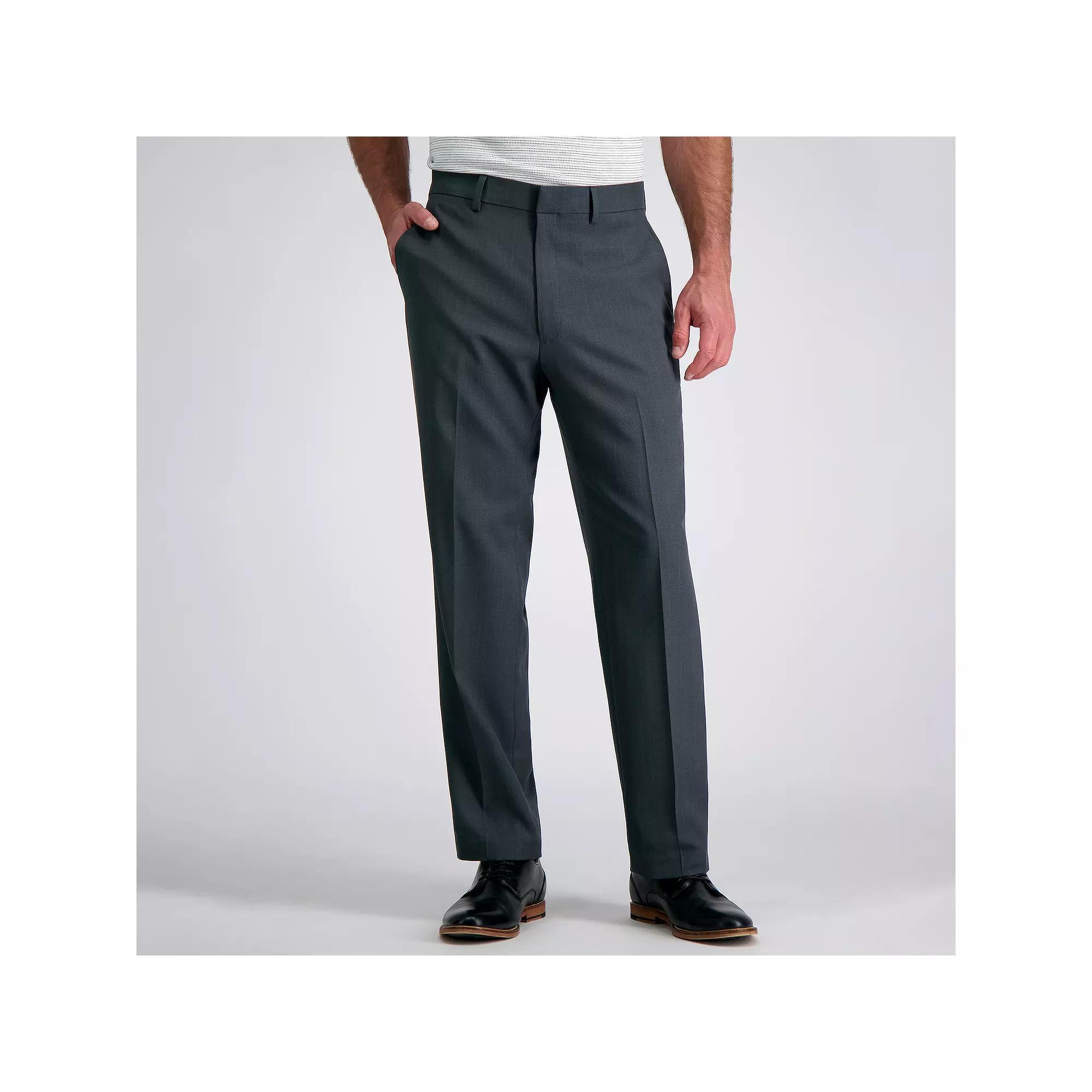 Men's Haggar® Travel Performance Tailored-Fit Stretch Flat-Front Suit Pants, Size: 36X30, Dark Gray Grey Product Image