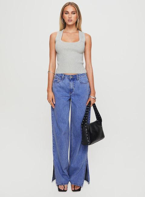 Issues Knit Top Grey Product Image