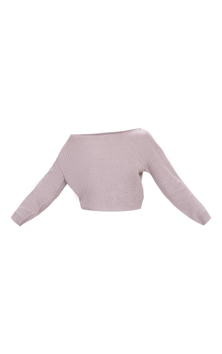 Grey Off The Shoulder Knitted Sweater Product Image