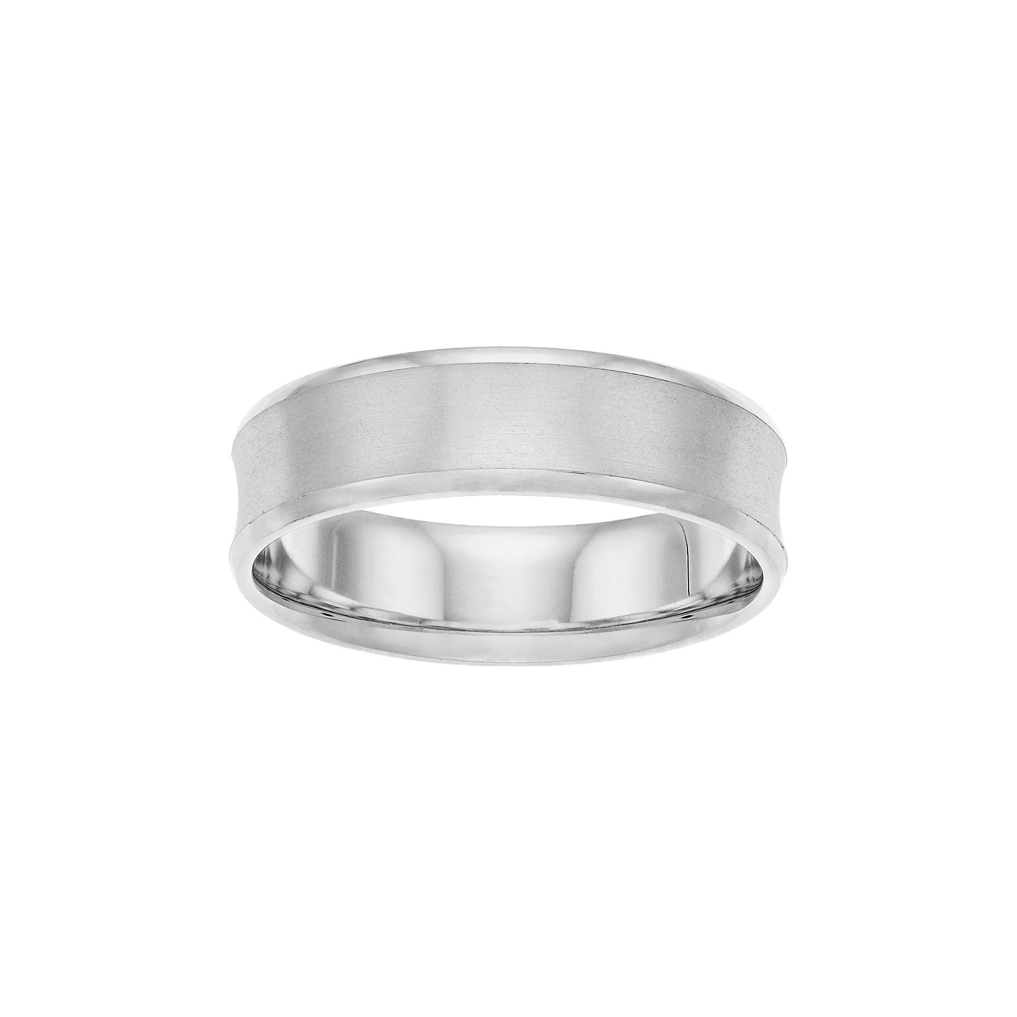 Mens Sterling Silver Satin Finish Concave Wedding Band Product Image