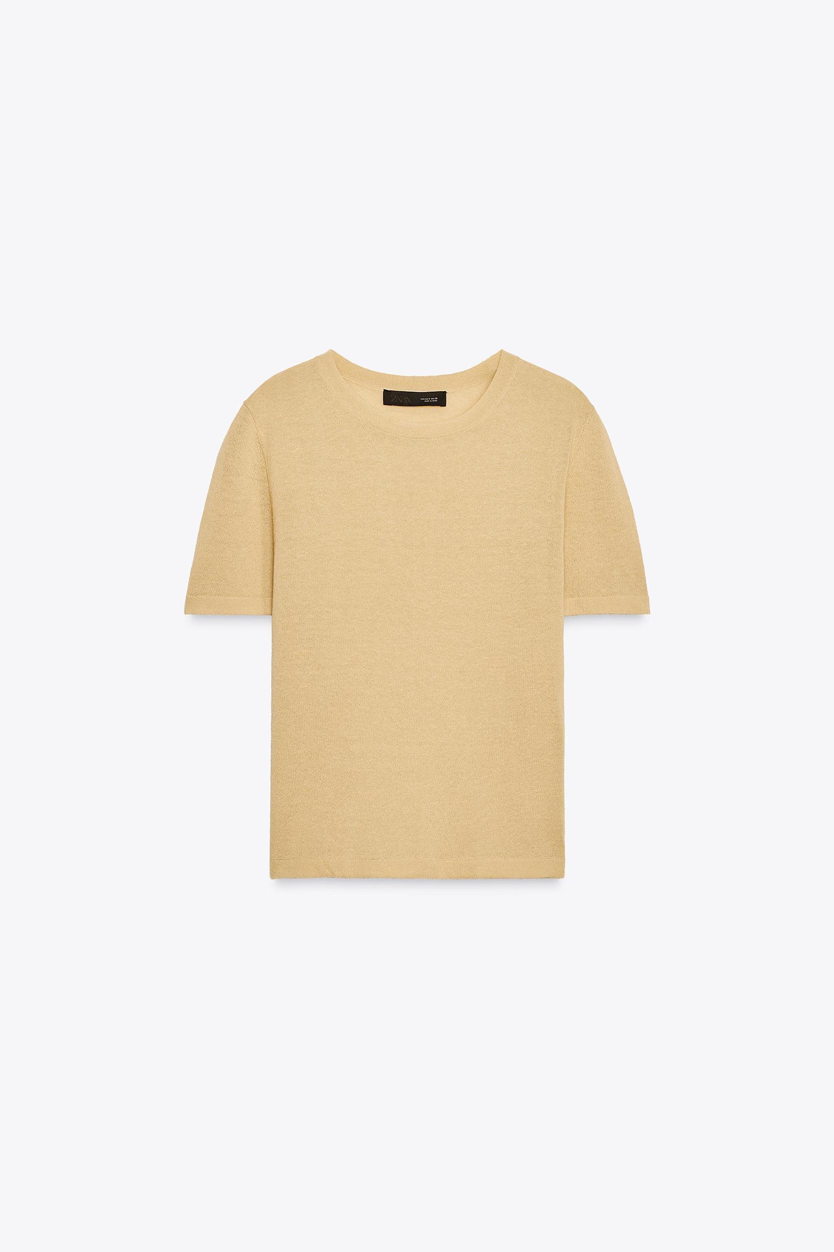 SHORT SLEEVE LINEN KNIT TOP Product Image
