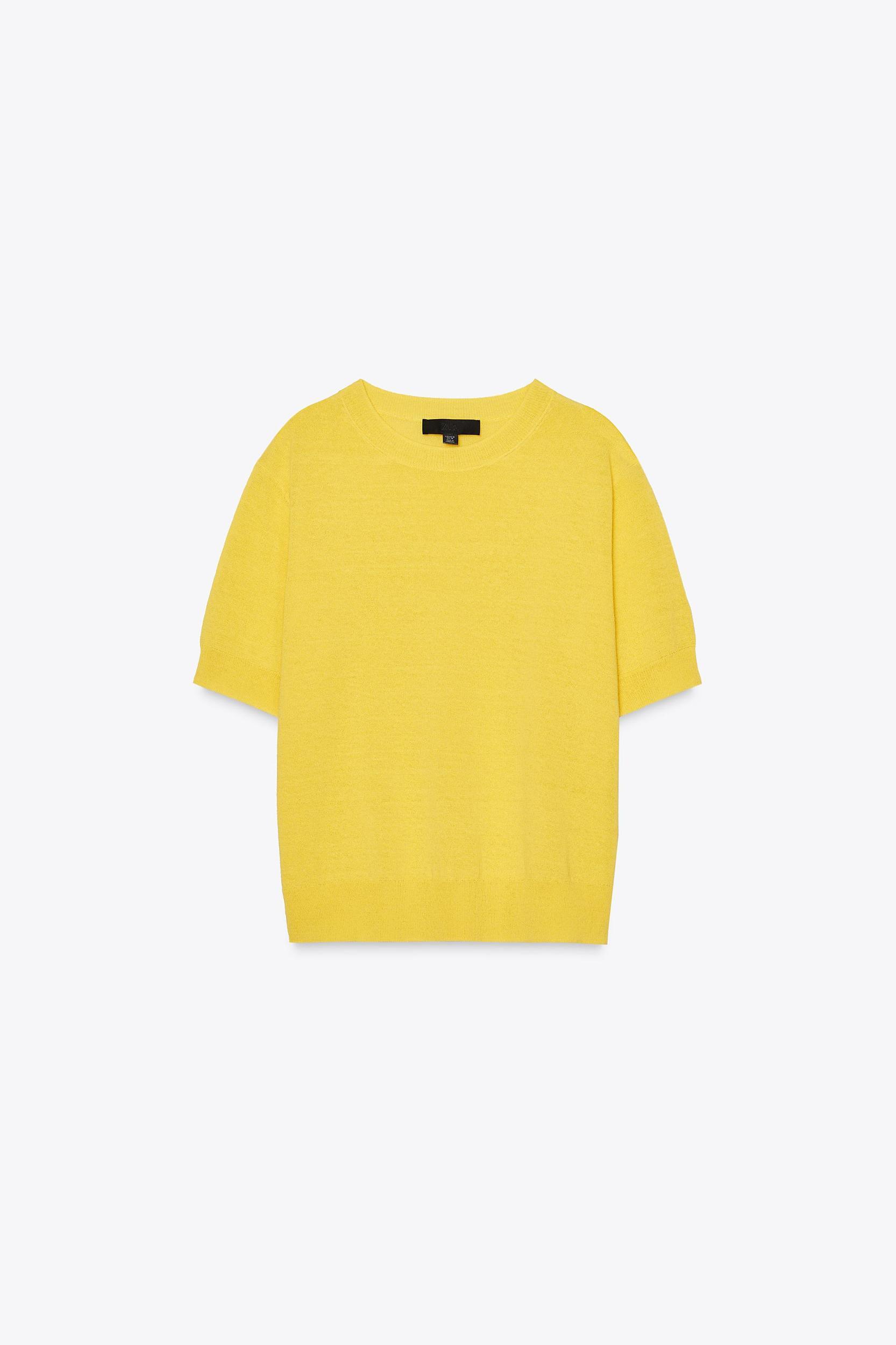 SHORT SLEEVE KNIT TOP WITH LINEN Product Image