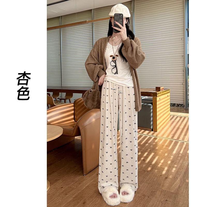 Maternity Bow Print Wide Leg Pants Product Image