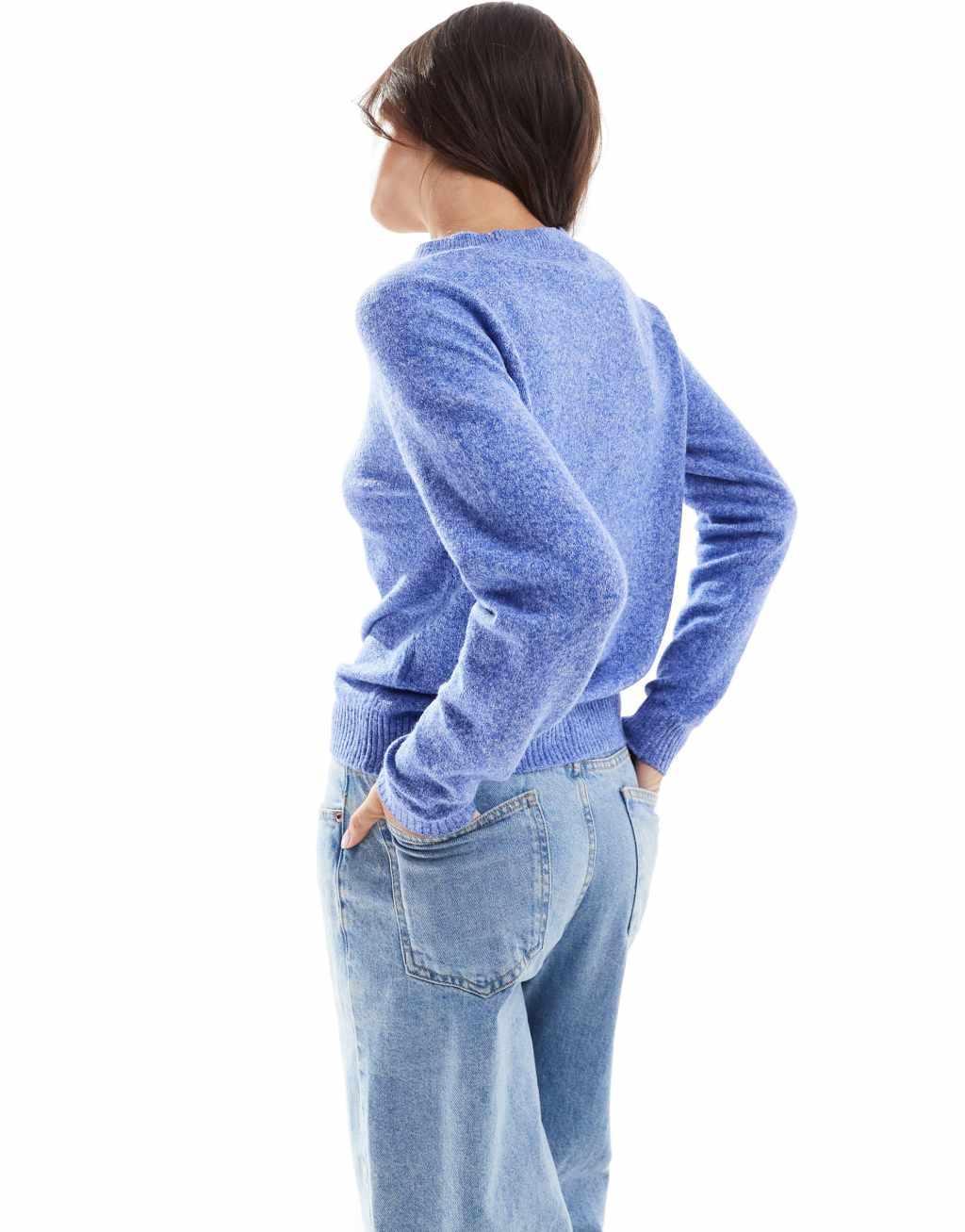 Vero Moda round neck knit sweater in blue Product Image