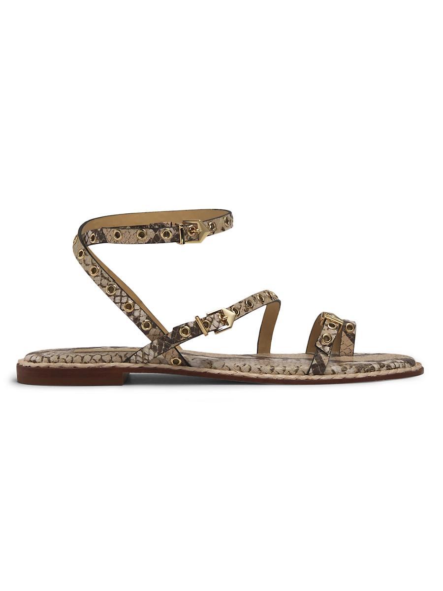 Womens Annete Snake Leather Ankle-Wrap Sandals Product Image