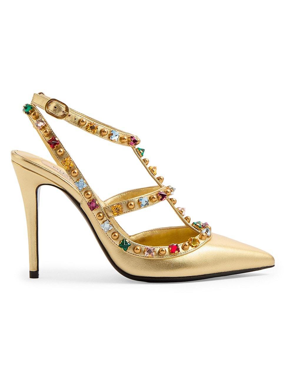 Womens Rockstud Dcollet 100MM Pumps in Laminated Nappa Product Image