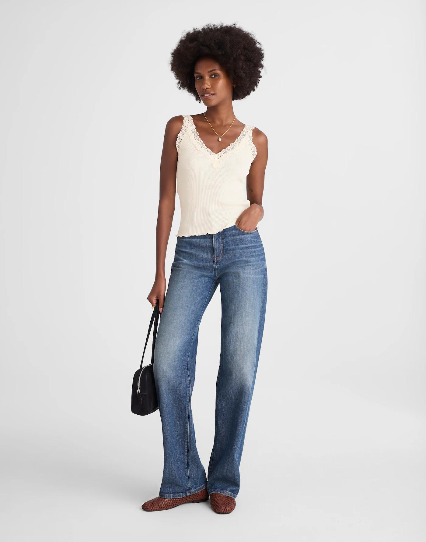 Lace-Trim V-Neck Tank Product Image