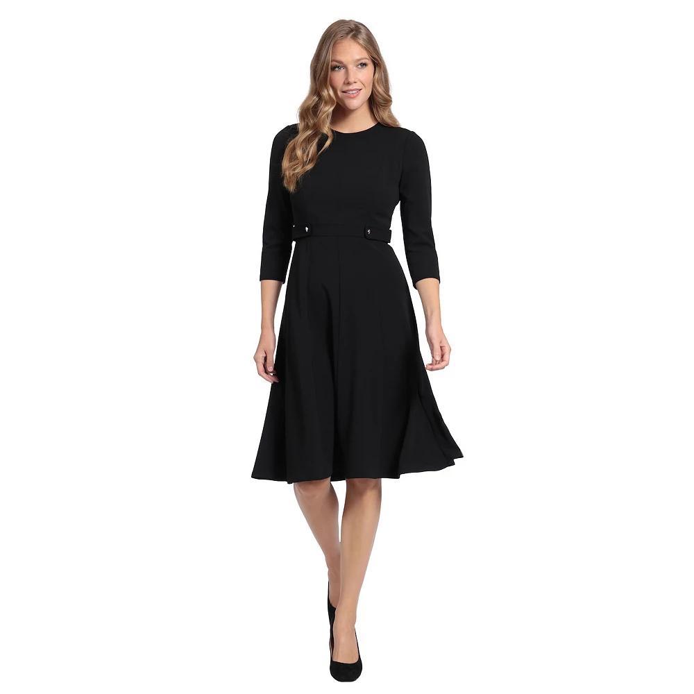 Women's London Times Side Tab Fit & Flare Dress, Size: 10, Black Product Image