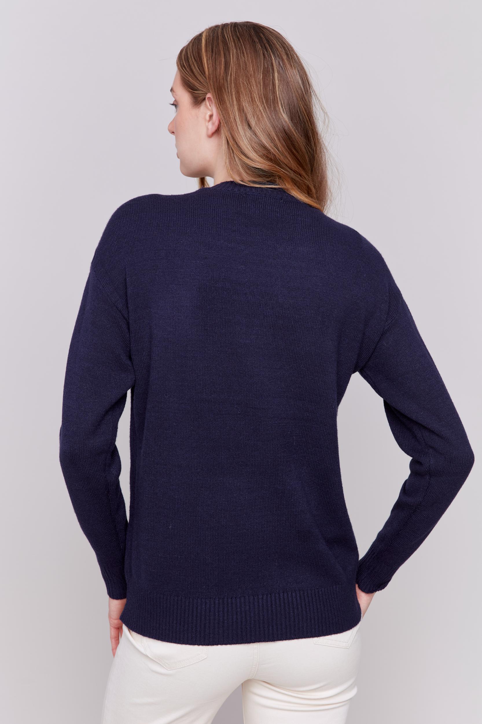 Peace Intarsia Long Sleeve Plush Sweater Product Image
