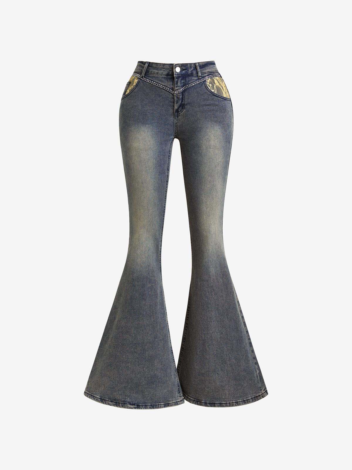 Vintage Niche Lace Flare Jeans Product Image