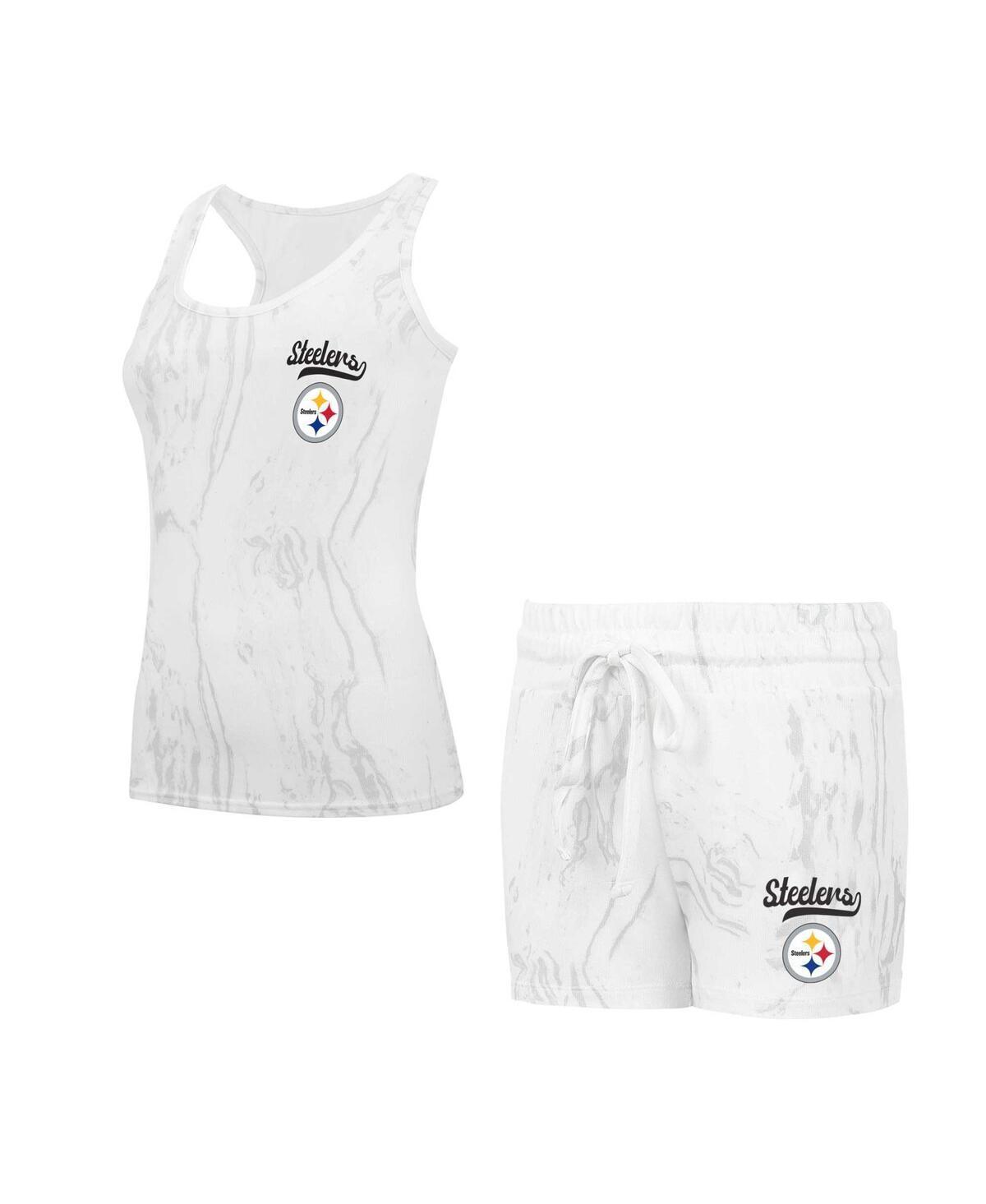 Women's Concepts Sport Pittsburgh Steelers Quartz Hacci Knit Tank Top & Shorts Sleep Set, Size: Small, Beige Product Image