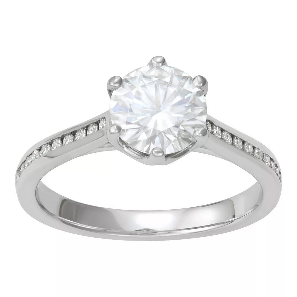 Charles & Colvard 14k Gold 1 5/8 Carat T.W. Lab-Created Moissanite Engagement Ring, Womens, 14k White Gold Product Image
