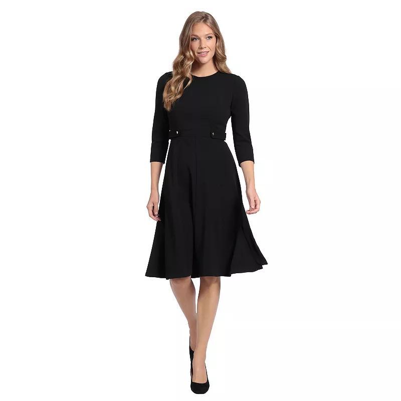 Women's London Times Side Tab Fit & Flare Dress, Size: 10, Black Product Image