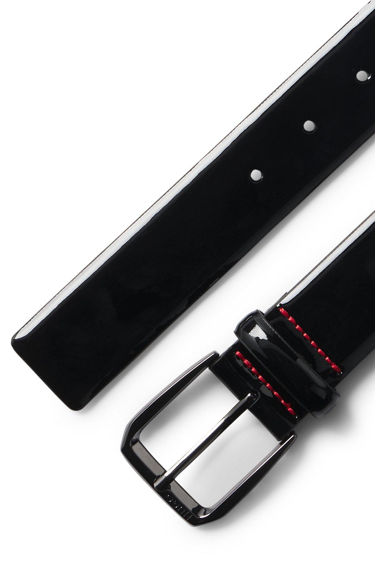 HUGO - Italian-made belt in patent leather - Black Product Image