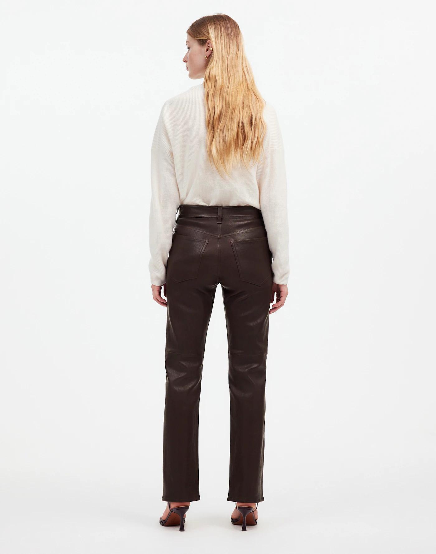 The '90s Straight Mid-Rise Pant in Leather Product Image